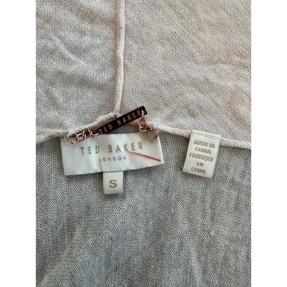 Ted Baker London Size S Waterfall Drape Cardigan Sweater Short Sleeve Pink Gray - Picture 5 of 6